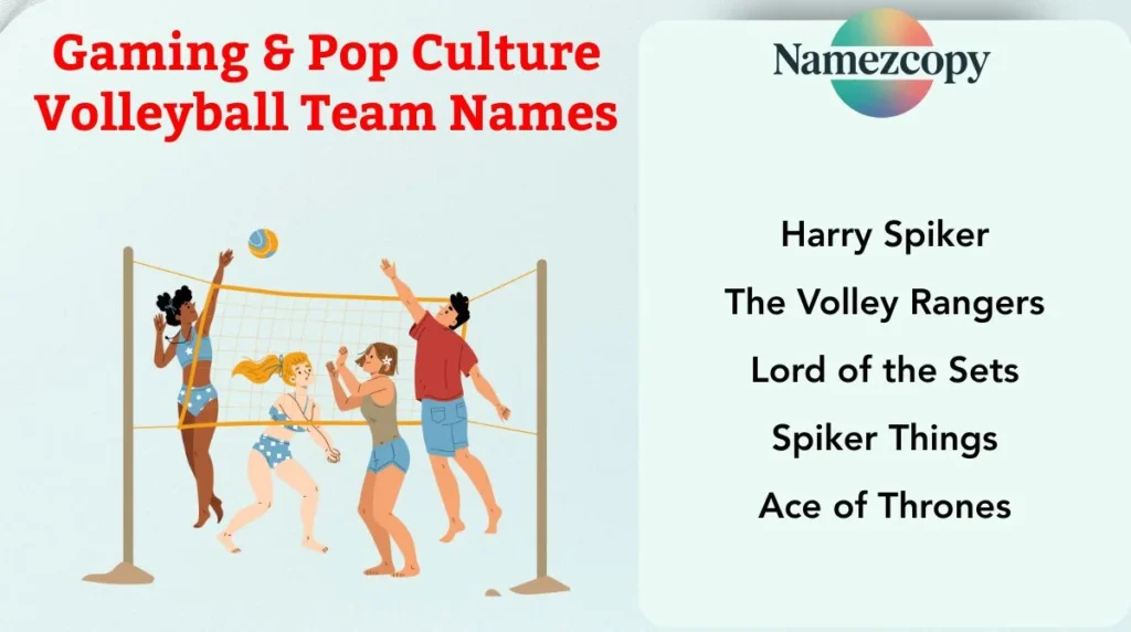 Gaming & Pop Culture Volleyball Team Names