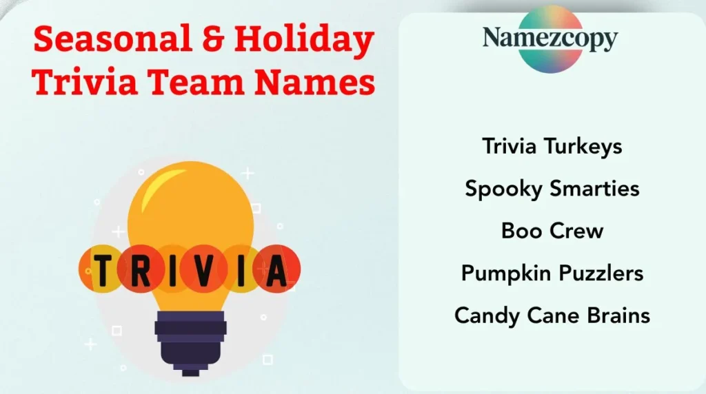 Seasonal & Holiday Trivia Team Names