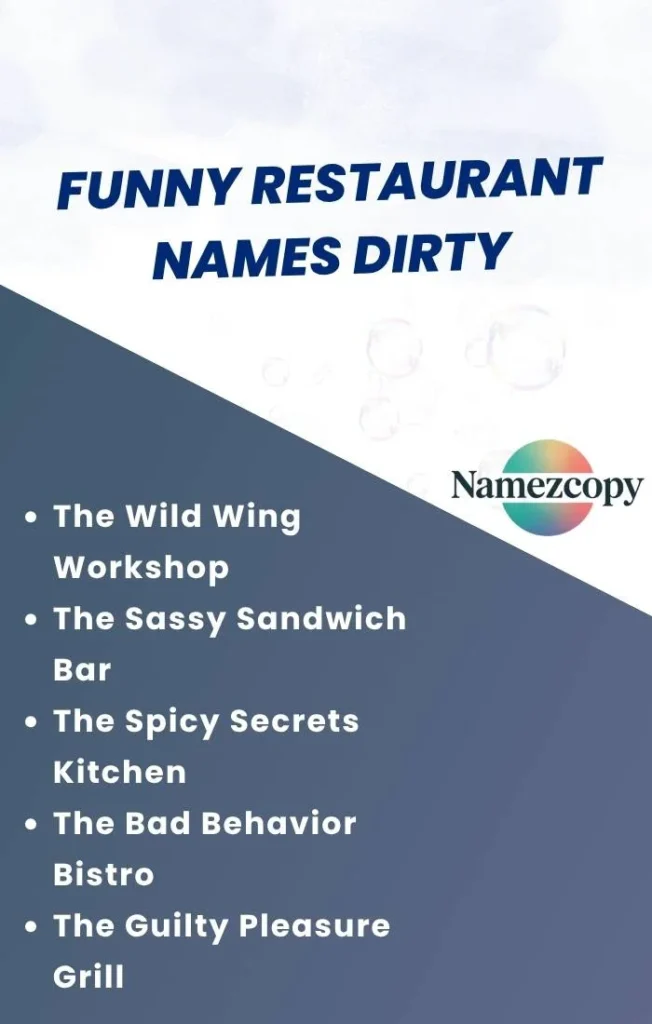 Funny Restaurant Names Dirty