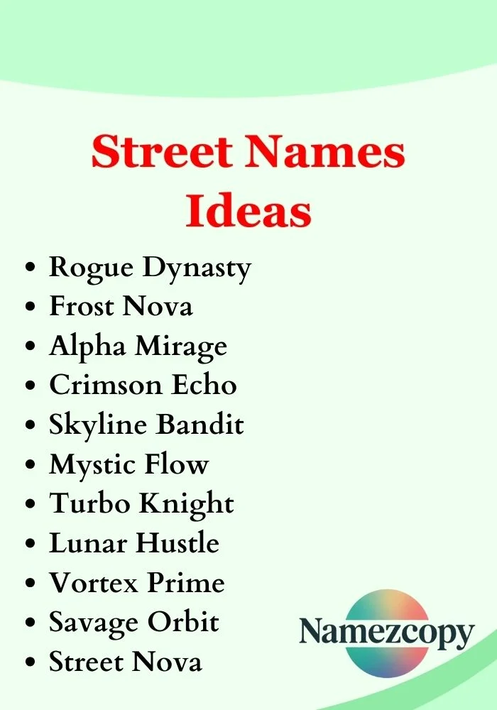 Street Names Ideas