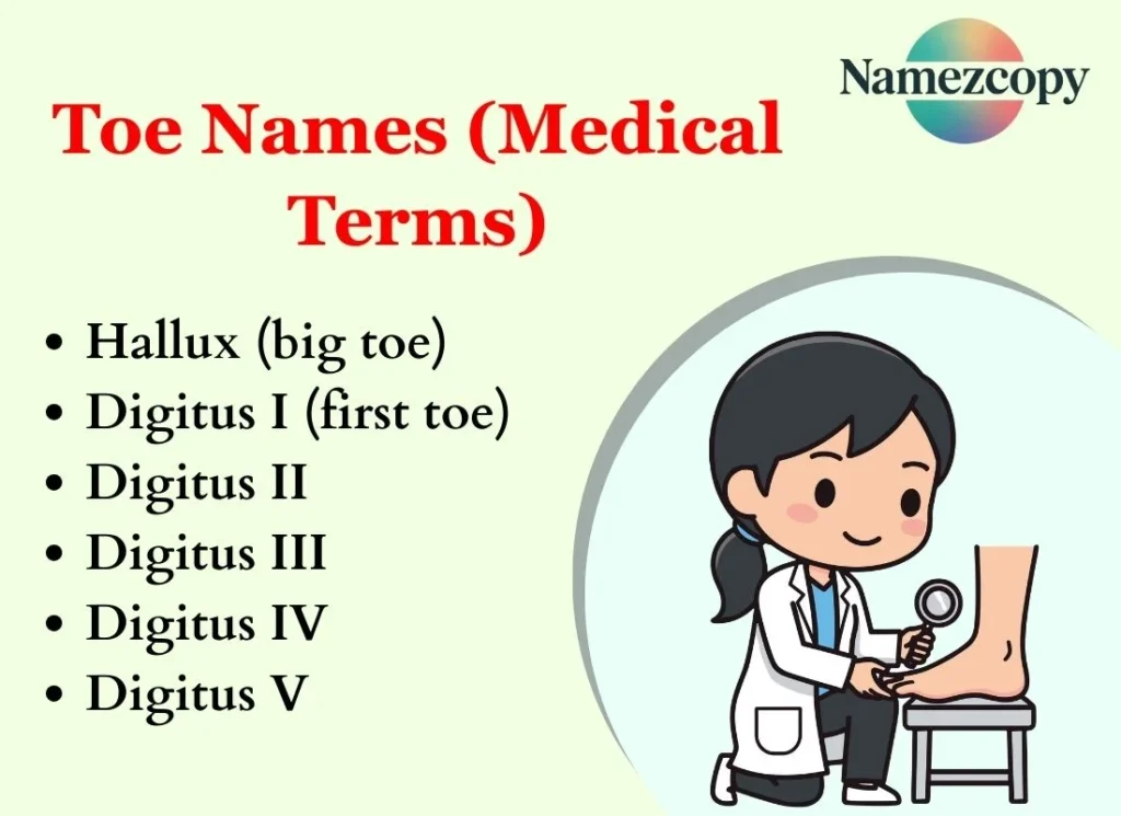 Toe Names (Medical Terms)