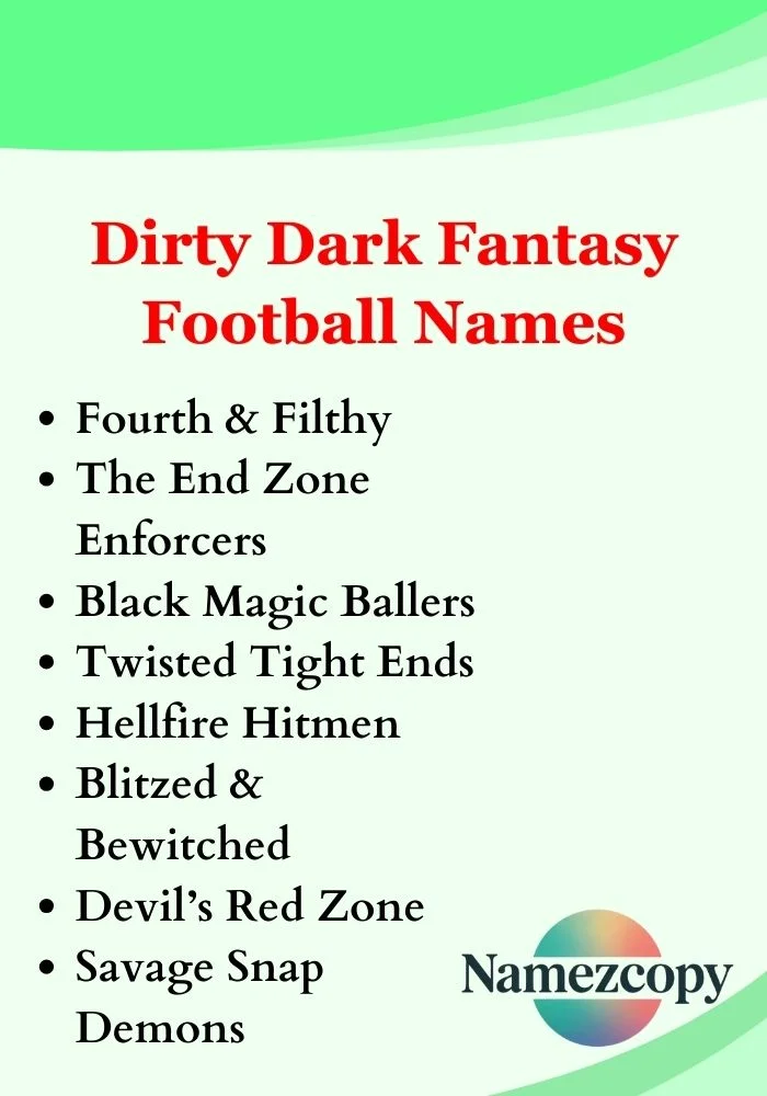 Dirty Dark Fantasy Football Names