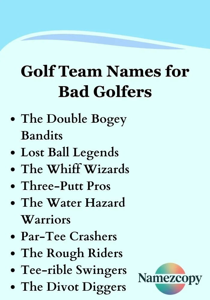 Golf Team Names for Bad Golfers