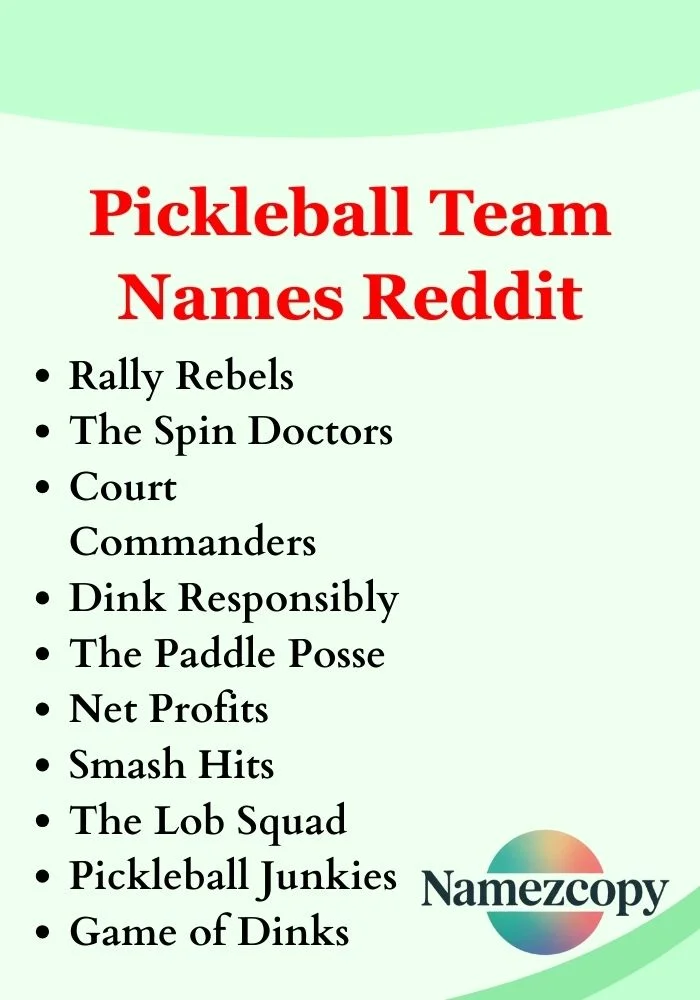 Pickleball Team Names Reddit