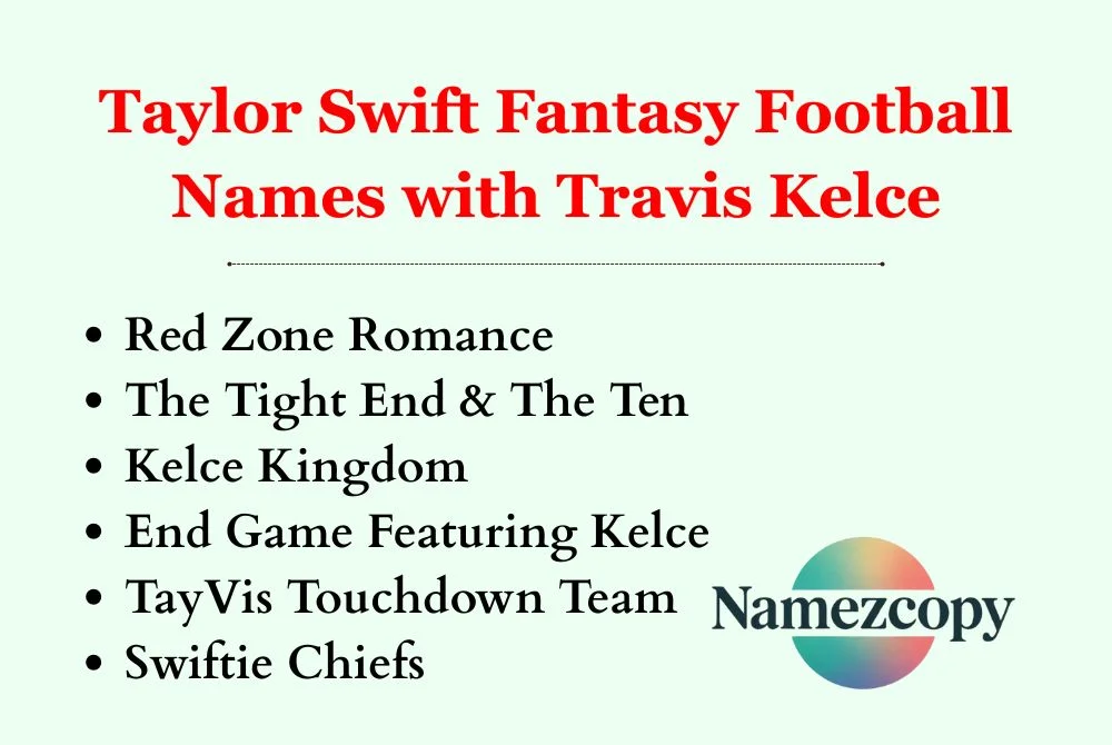 Taylor Swift Fantasy Football Names with Travis Kelce