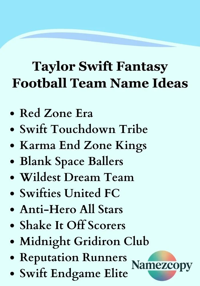Taylor Swift Fantasy Football Team Name Ideas