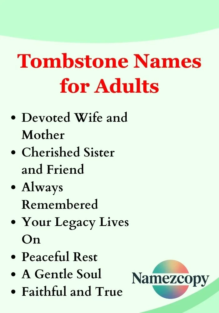 Tombstone Names for Adults