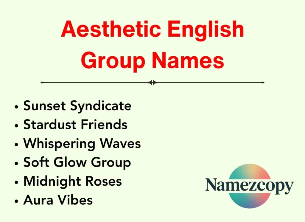 Aesthetic English Group Names