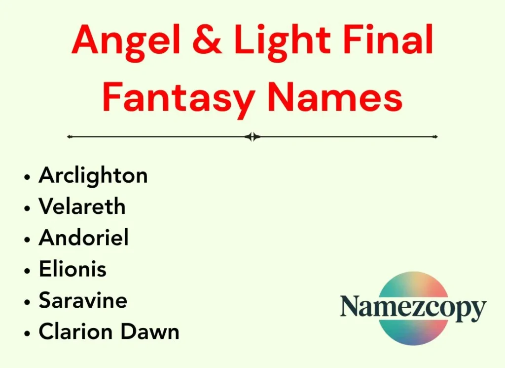 Angel & Light Final Fantasy Names