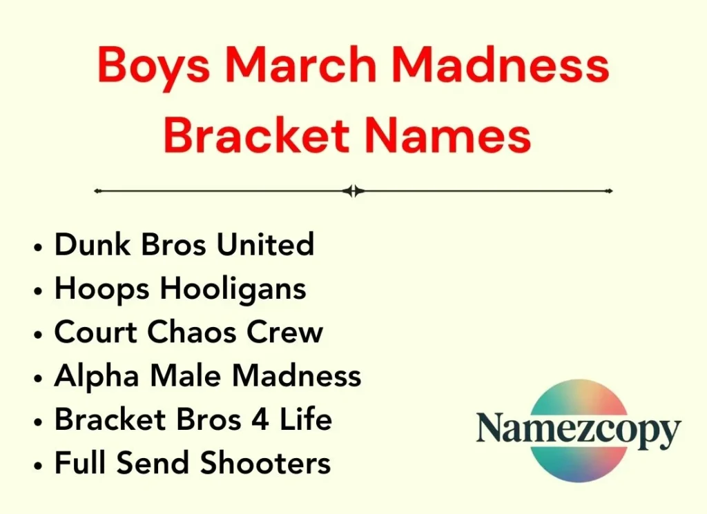 Boys March Madness Bracket Names