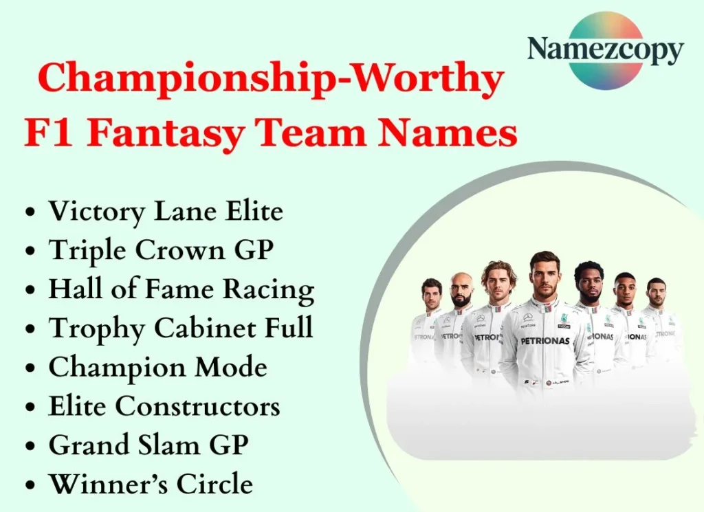 Championship-Worthy F1 Fantasy Team Names