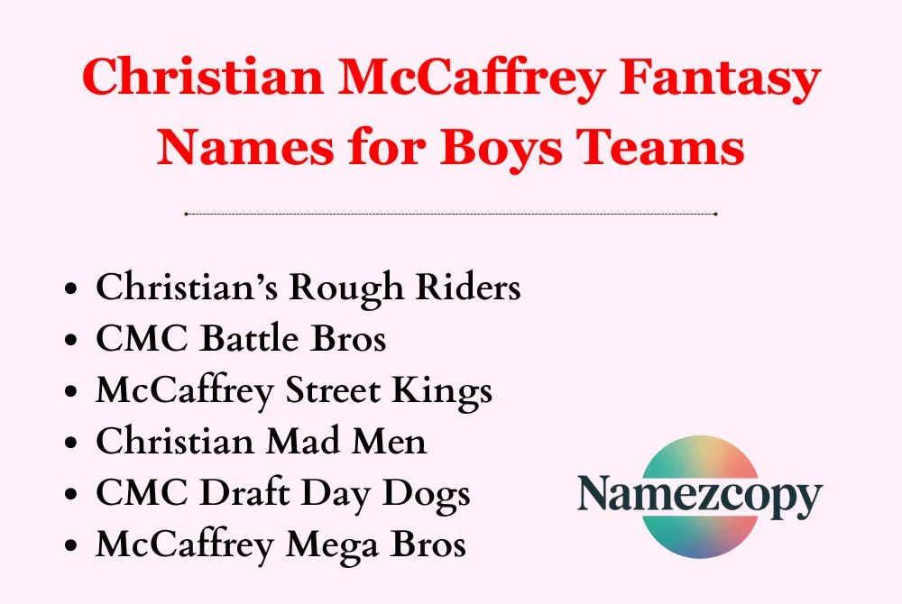 Christian McCaffrey Fantasy Names for Boys Teams