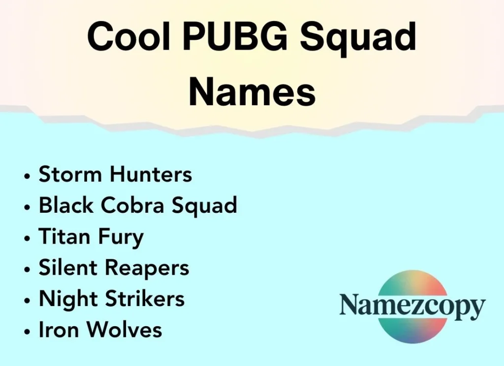 Cool PUBG Squad Names