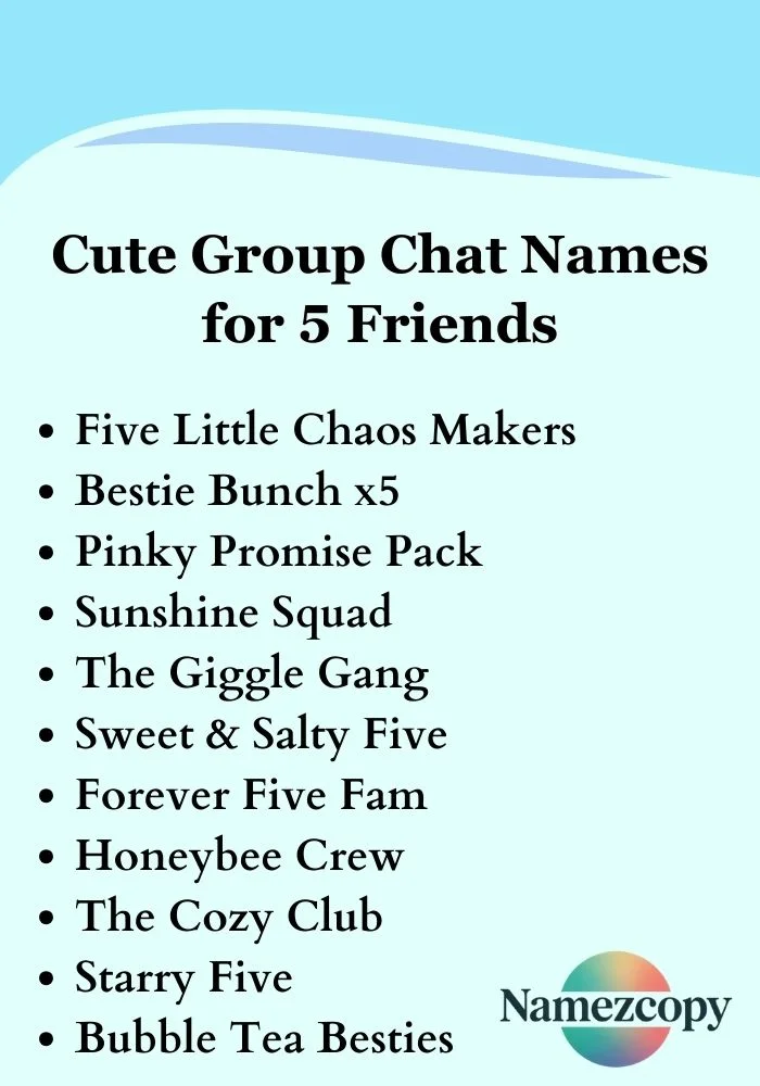Cute Group Chat Names for 5 Friends