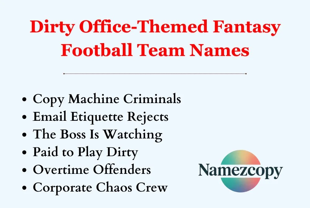 Dirty Office-Themed Fantasy Football Team Names