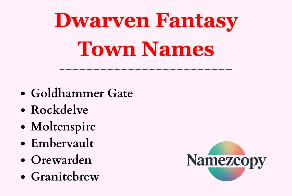 Dwarven Fantasy Town Names