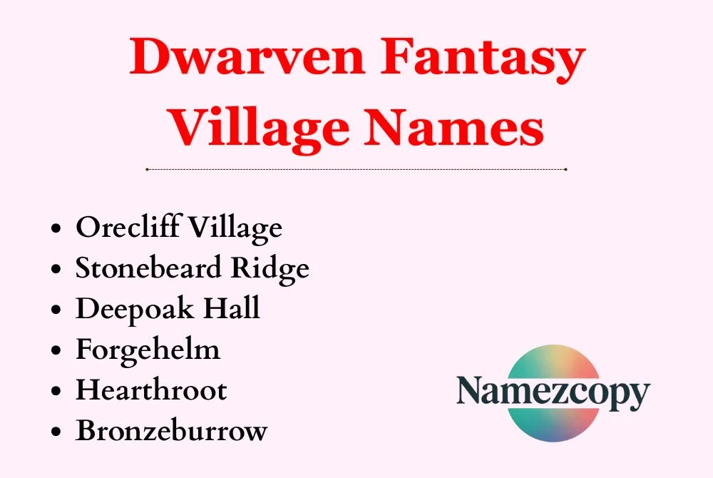 Dwarven Fantasy Village Names
