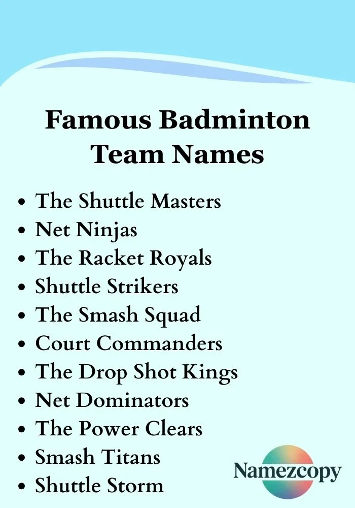 Famous Badminton Team Names