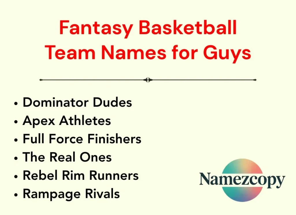Fantasy Basketball Team Names for Guys