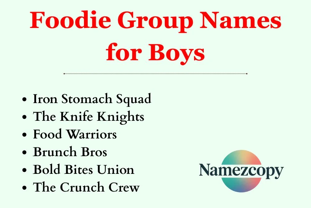 Foodie Group Names for Boys