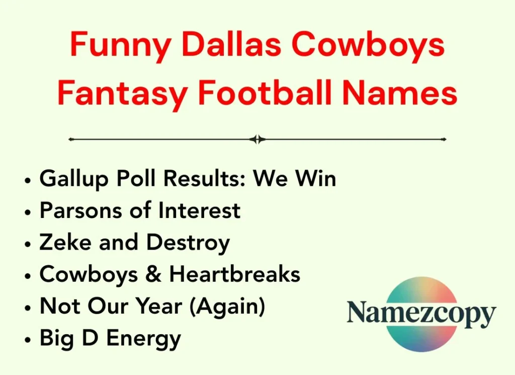 Funny Dallas Cowboys Fantasy Football Names