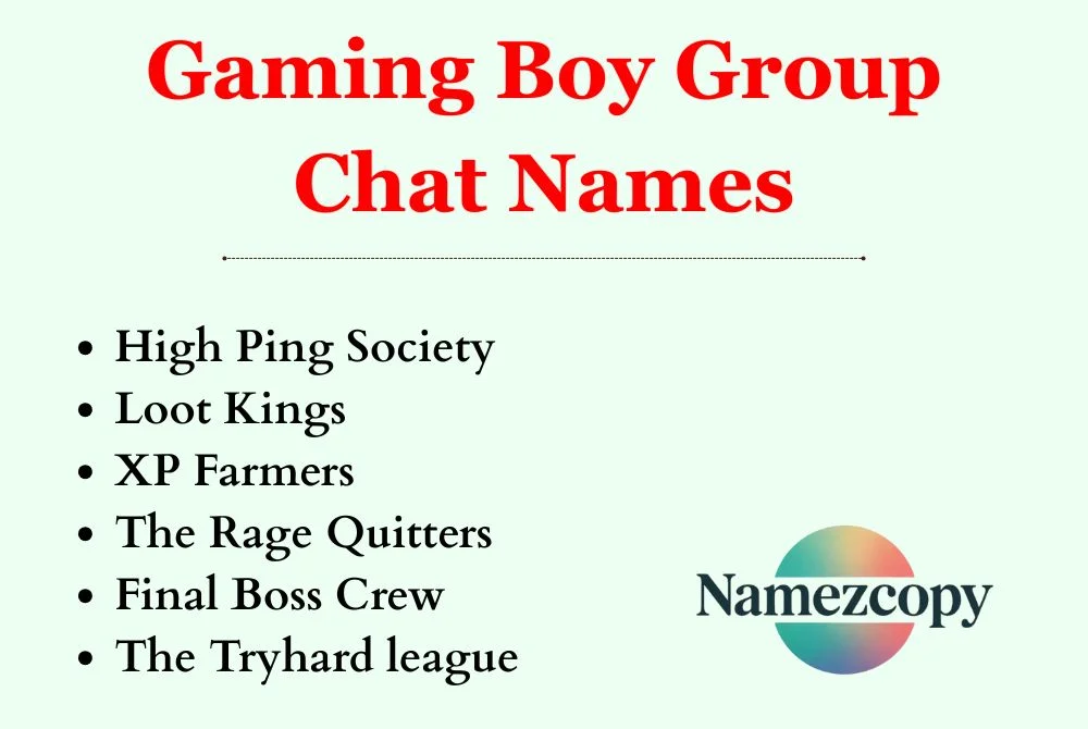 Gaming Boy Group Chat Names
