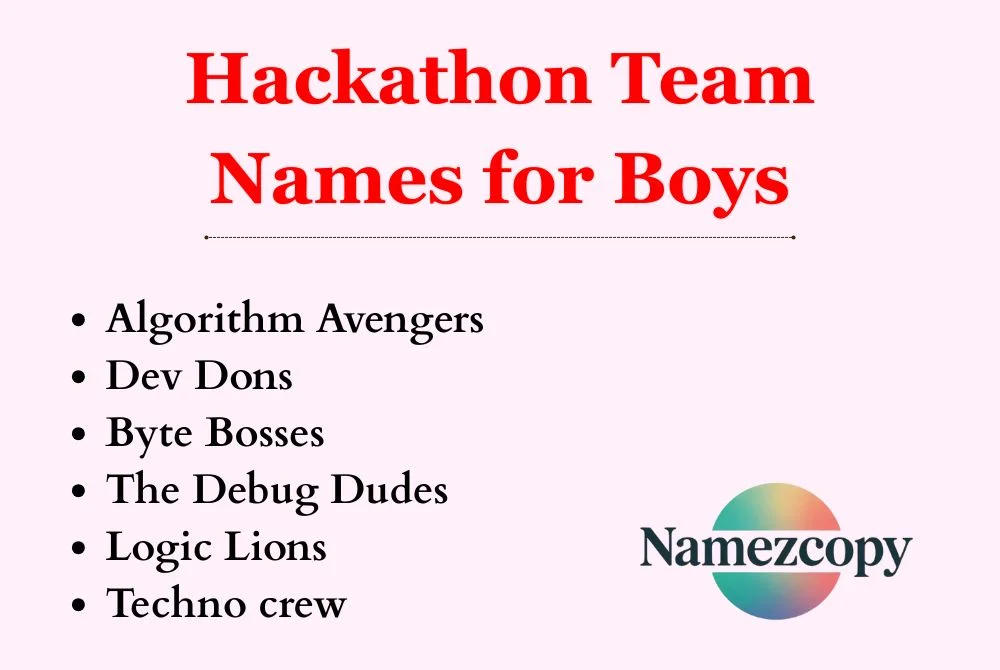 Hackathon Team Names for Boys