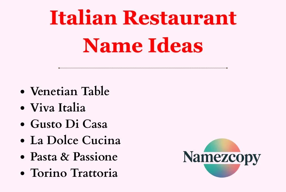 Italian Restaurant Name Ideas