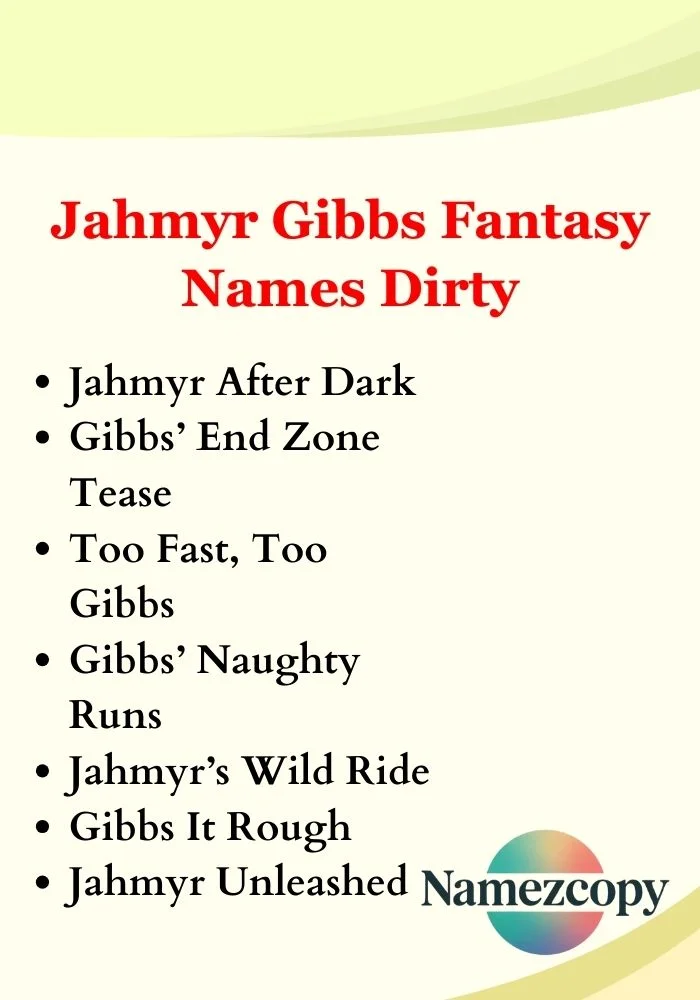 Jahmyr Gibbs Fantasy Names Dirty