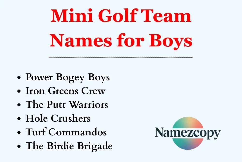 Mini Golf Team Names for Boys