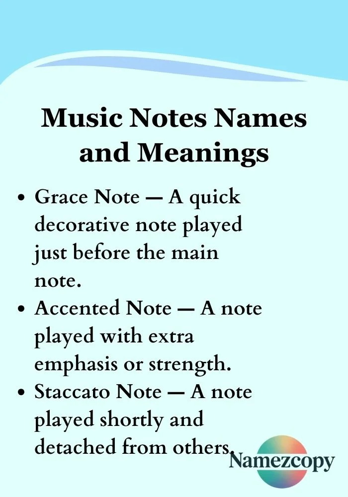 Music Notes Names and Meanings