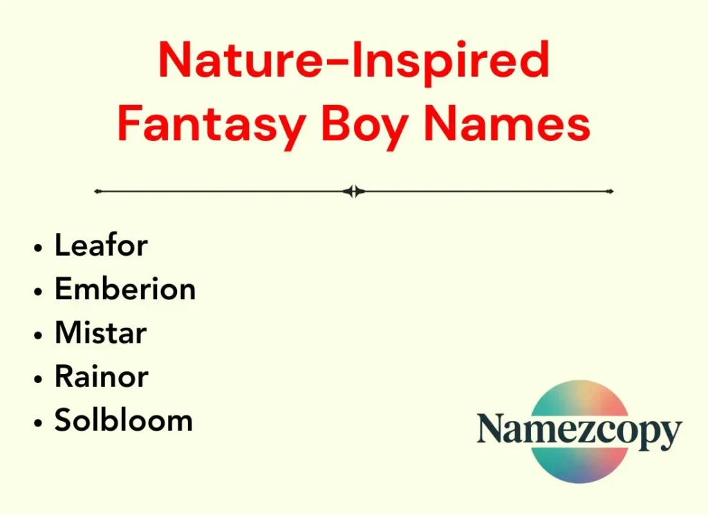 Nature-Inspired Fantasy Boy Names