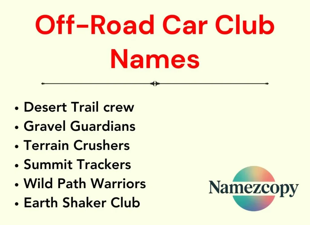 Off-Road Car Club Names