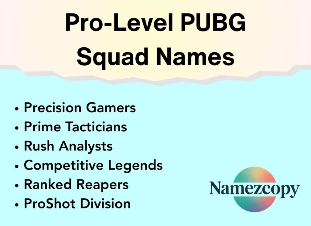 Pro-Level PUBG Squad Names