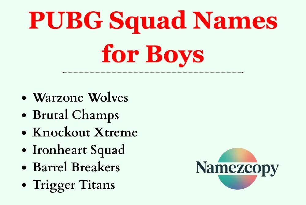 PUBG Squad Names for Boys