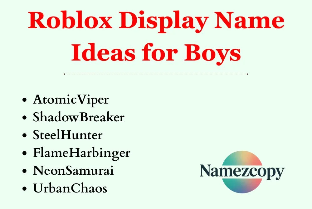 Roblox Display Name Ideas for Boys