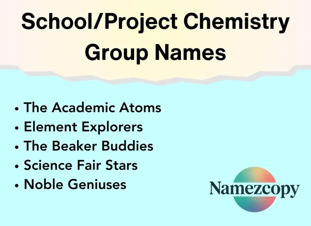 School/Project Chemistry Group Names