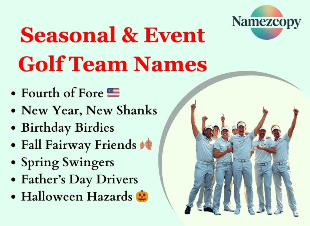 Seasonal & Event Golf Team Names