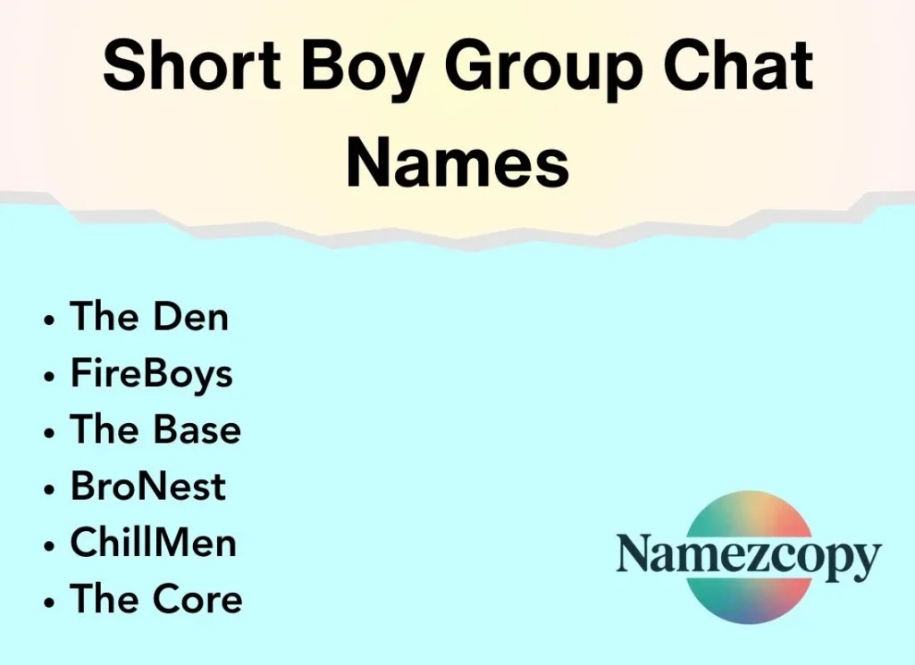 Short Boy Group Chat Names