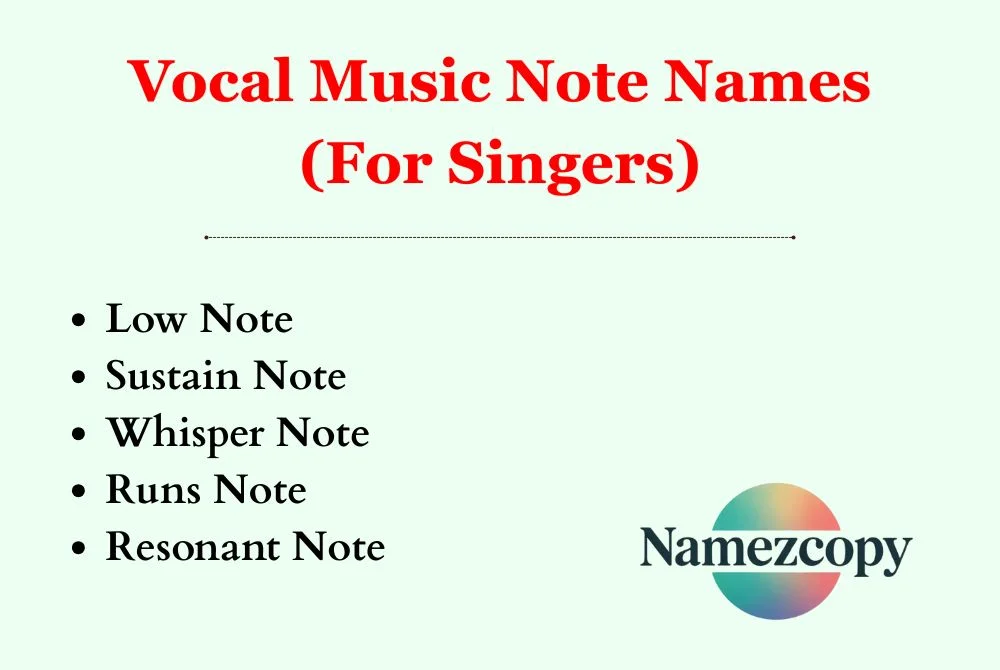 Vocal Music Note Names (For Singers)