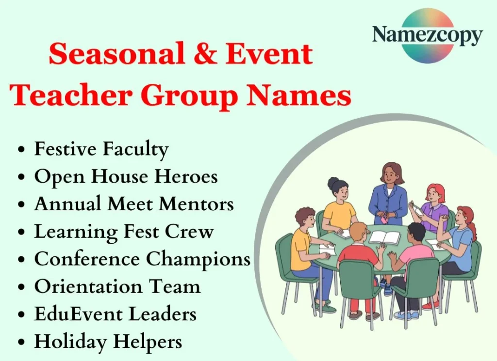 Seasonal & Event Teacher Group Names